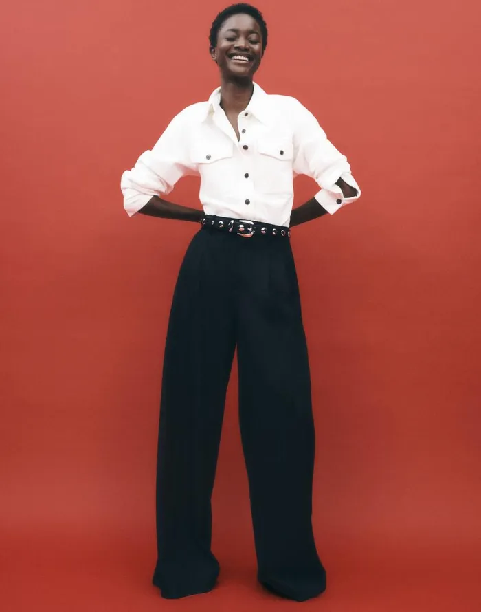 Madewell The Harlow SuperwideLeg Trouser In Flannel Black Women Pants