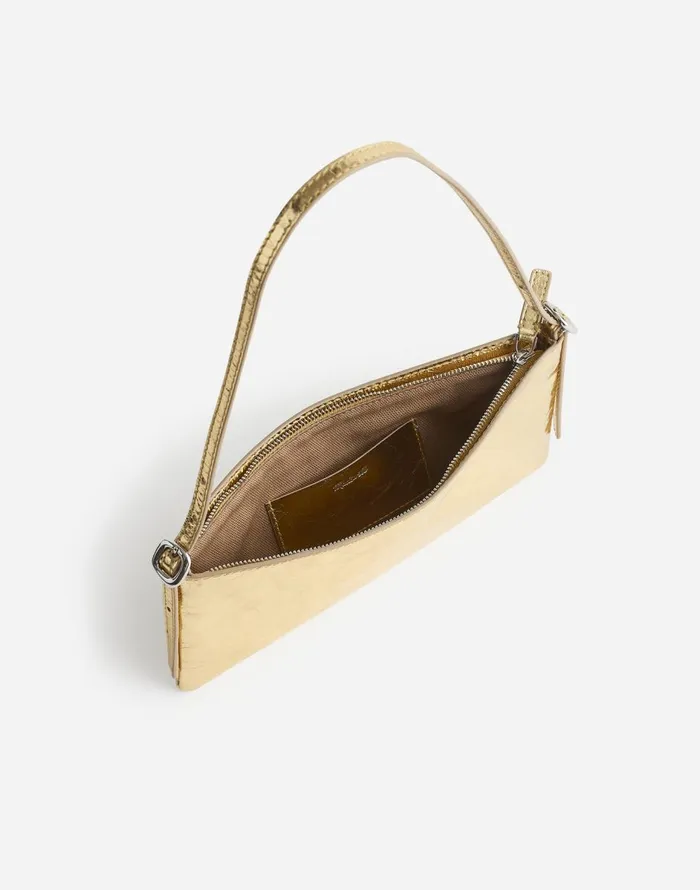 Madewell The SculpturalBuckle Mini Shoulder Bag Gold Metallic Women Bags