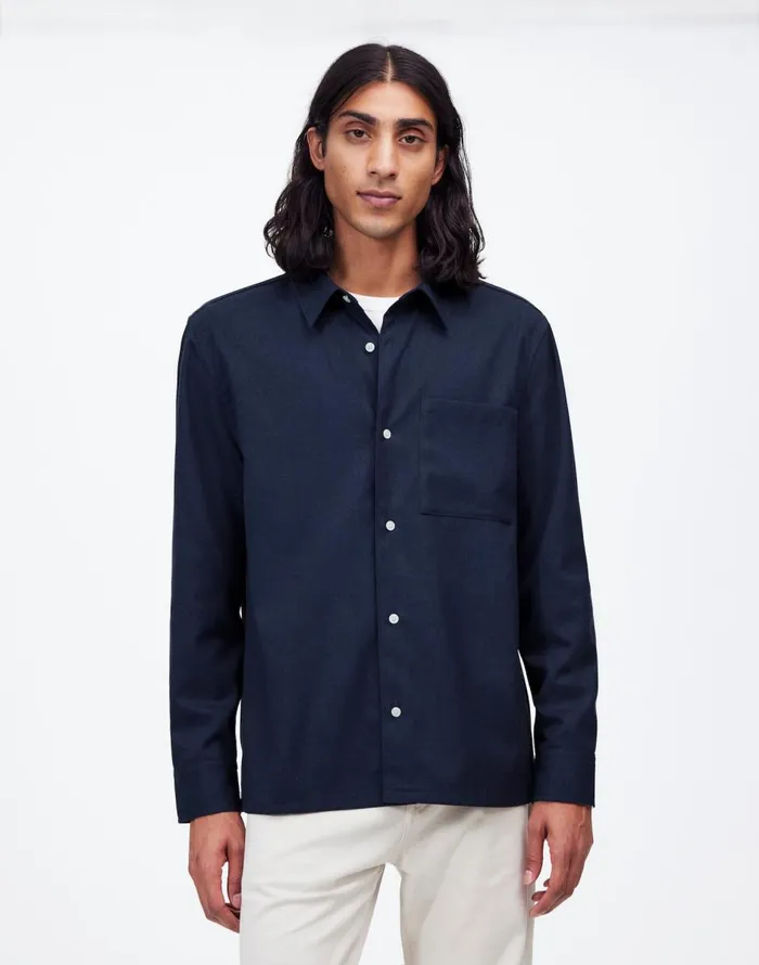 Madewell Twill Easy LongSleeve Shirt Heather Blue Twill Men Shirts