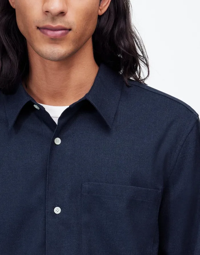 Madewell Twill Easy LongSleeve Shirt Heather Blue Twill Men Shirts