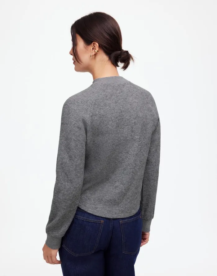 Madewell WaffleKnit LongSleeve Crewneck Tee Hthr Charcoal Women Sweaters