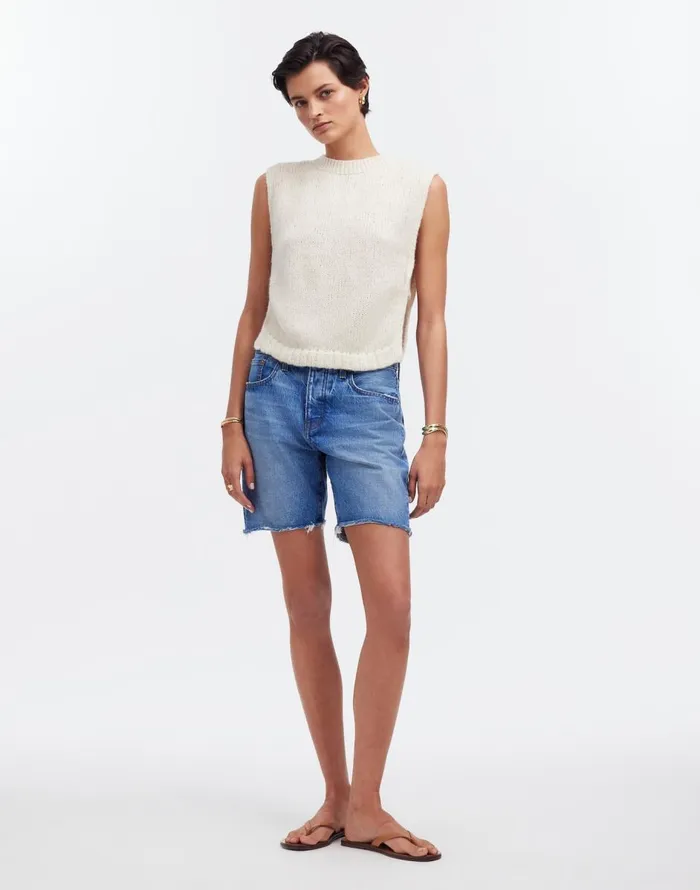 Madewell Yanawara Munasiri Llama Vest Ivory White Women Sweaters