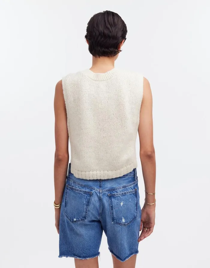Madewell Yanawara Munasiri Llama Vest Ivory White Women Sweaters