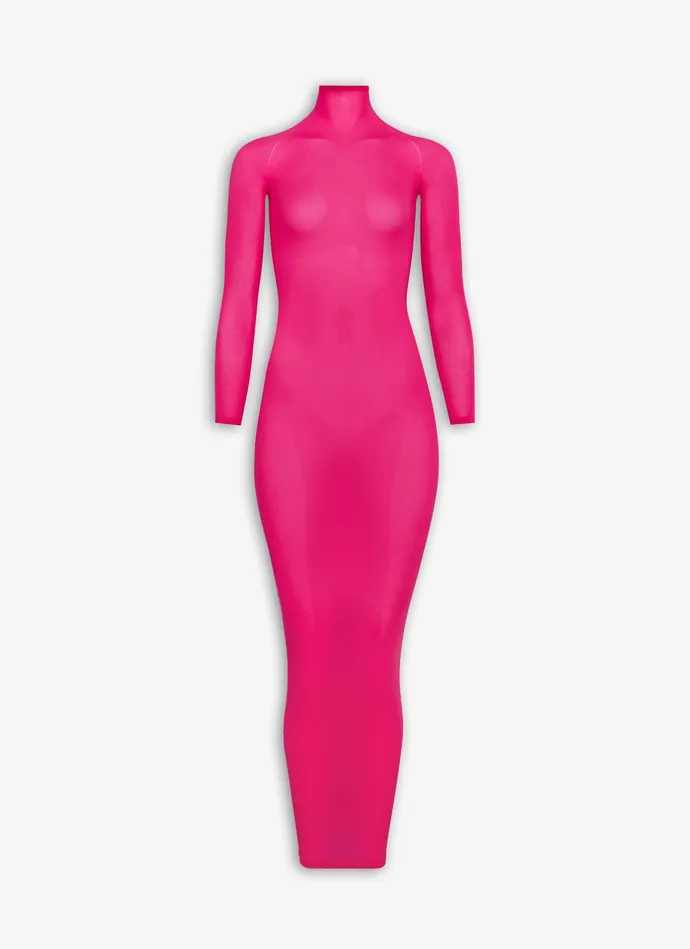 Magenta Fitted Dress In Fine Knit Women Alaa Dresses