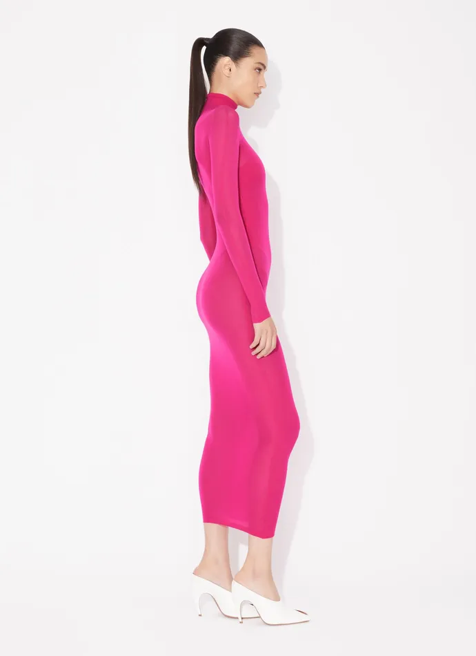Magenta Fitted Dress In Fine Knit Women Alaa Dresses
