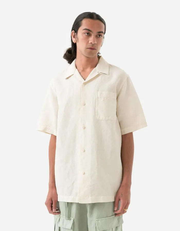 Maharishi Short Sleeve Shirts 5211 Hemp Camp Collar Shirt Ecru 8211 Men Maharishi Short Sleeve Shirts 5211 Hemp Camp Collar Shirt Ecru 8211 Men
