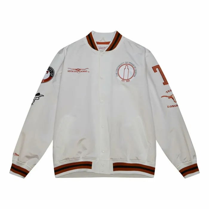Men039s Jackets and Outerwear Mitchell and Ness City Collection Lightweight Satin Jacket University Of Texas At Austin