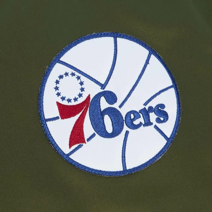 Men039s Jackets and Outerwear Mitchell and Ness Flight Satin Bomber Jacket Philadelphia 76ers Men039s Jackets and Outerwear Mitchell and Ness Flight Satin Bomber Jacket Philadelphia 76ers