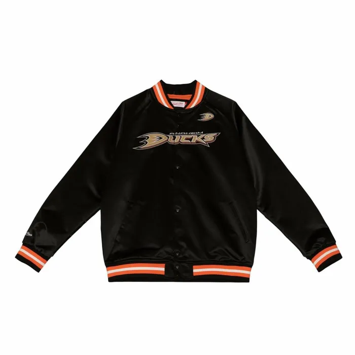Men039s Jackets and Outerwear Mitchell and Ness Lightweight Satin Jacket Anaheim Ducks