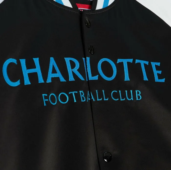 Men039s Jackets and Outerwear Mitchell and Ness Primetime Lightweight Satin Jacket Charlotte FC Men039s Jackets and Outerwear Mitchell and Ness Primetime Lightweight Satin Jacket Charlotte FC