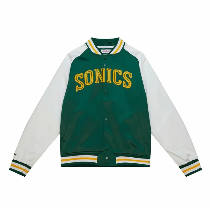 Men039s Jackets and Outerwear Mitchell and Ness Primetime Lw Satin Jacket Seattle Supersonics
