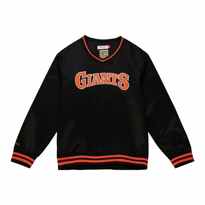 Men039s Jackets and Outerwear Mitchell and Ness Sideline Pullover Satin Jacket San Francisco Giants