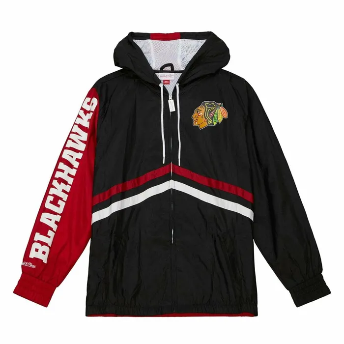 Men039s Jackets and Outerwear Mitchell and Ness Undeniable Full Zip Windbreaker Chicago Blackhawks
