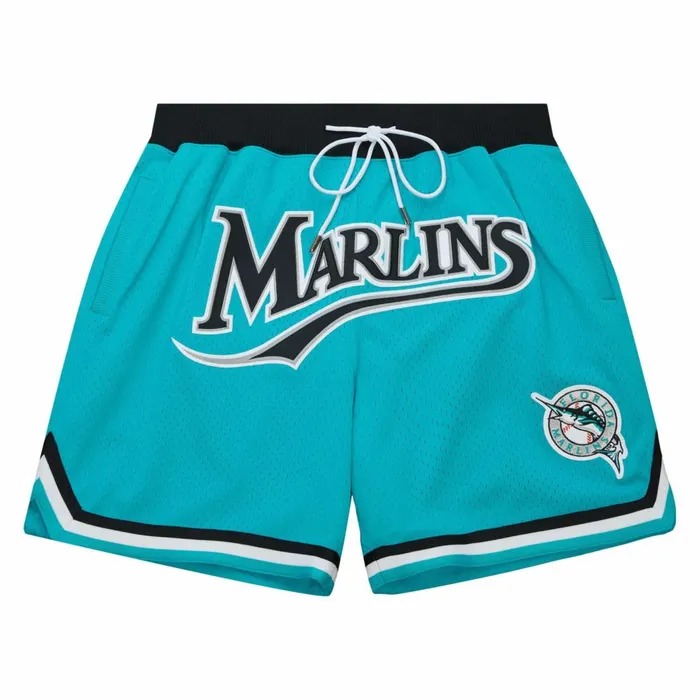 Men039s Just Don Mitchell and Ness Just Don Cooperstown Shorts Florida Marlins