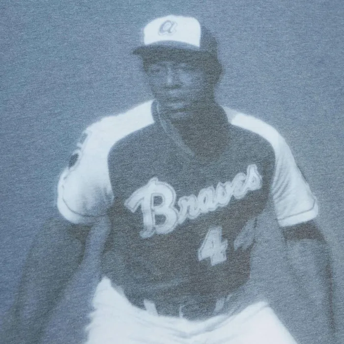 Men039s MLB Mitchell and Ness Highlight Sublimated Player Tee Atlanta Braves Hank Aaron