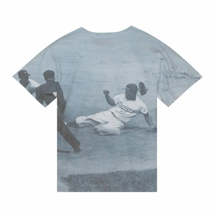 Men039s MLB Mitchell and Ness Highlight Sublimated Player Tee Brooklyn Dodgers Jackie Robinson