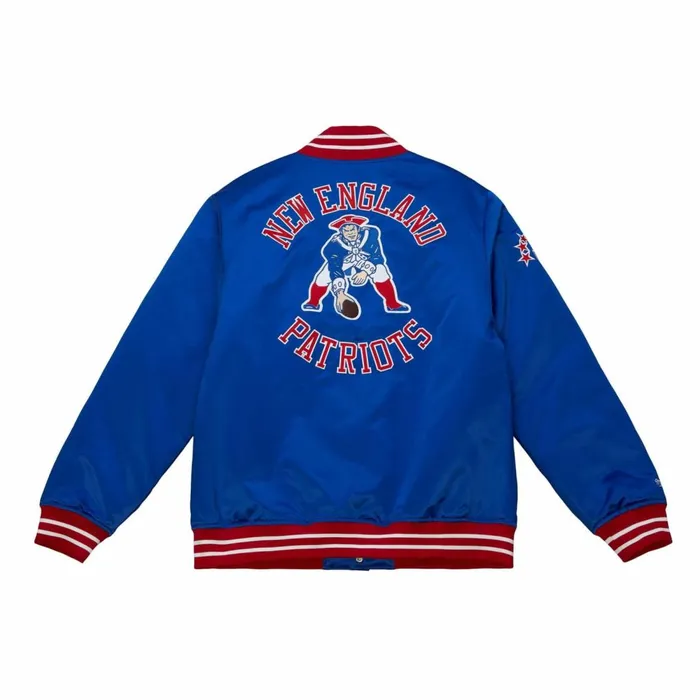 Men039s NFL Mitchell and Ness Heavyweight Satin Jacket New England Patriots Men039s NFL Mitchell and Ness Heavyweight Satin Jacket New England Patriots