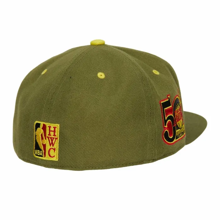 Men039sWomen039s Fitted 163 Styles Mitchell and Ness Dusty Olive Fitted HWC Los Angeles Lakers