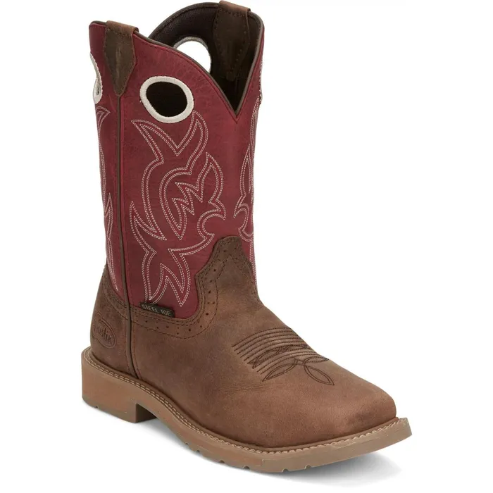 MEN All Around 11034 Steel Toe Walnut Justin Boots Work