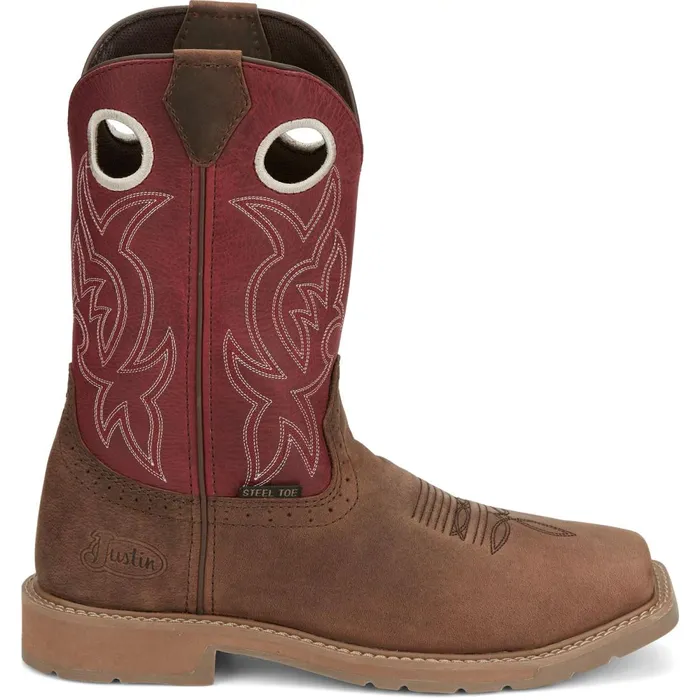MEN All Around 11034 Steel Toe Walnut Justin Boots Work