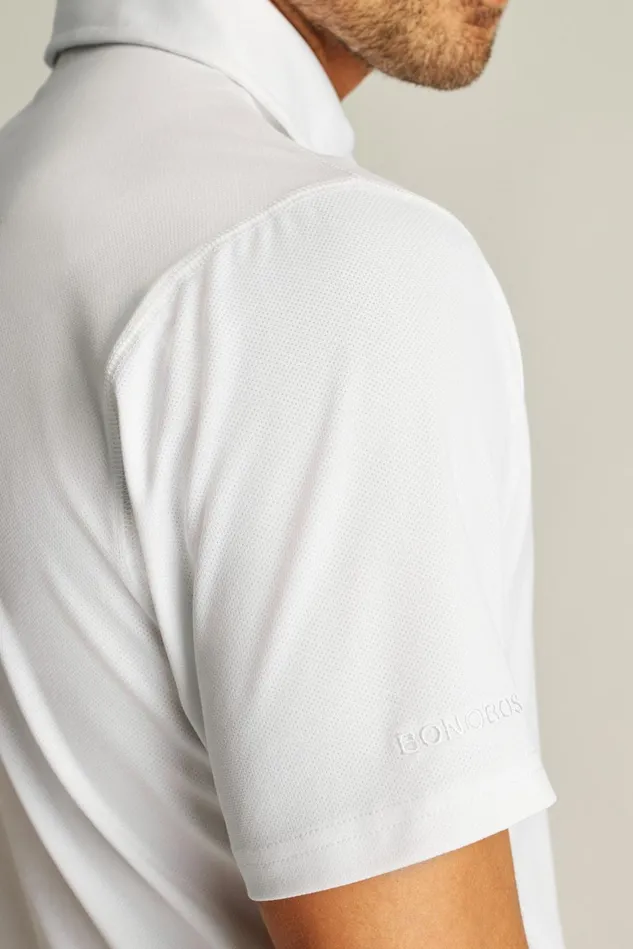 Men All Day Zip Golf Polo Brilliant White Bonobos Golf Polos and Tops