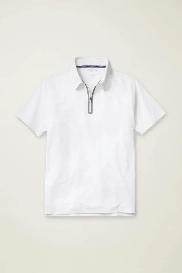 Men All Day Zip Golf Polo Brilliant White Bonobos Golf Polos and Tops
