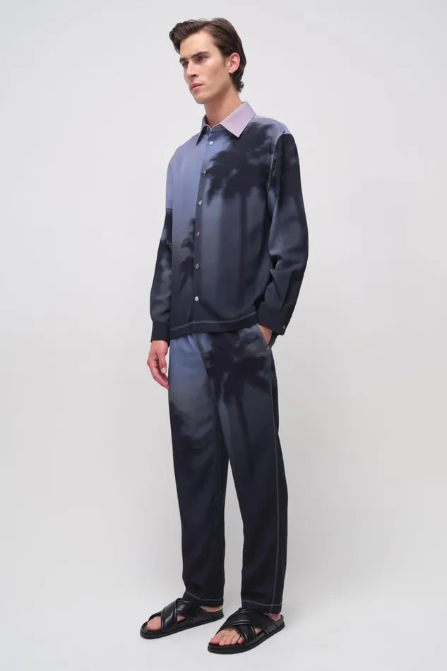 Men Allister Pants Black Palm Print Jonathan Simkhai Pants and Bottoms
