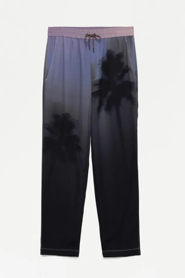 Men Allister Pants Black Palm Print Jonathan Simkhai Pants and Bottoms