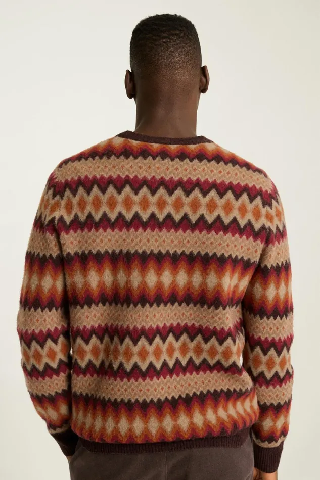 Men Argyle Fair Isle Crew Neck Sweater Woodrush Red Argyle Bonobos Crew and VNeck Sweaters