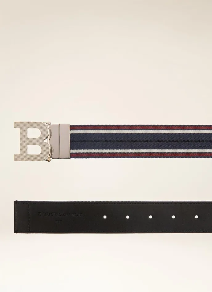Men Bally Belts B Buckle 8211 Fabric 35mm Belt In Navy