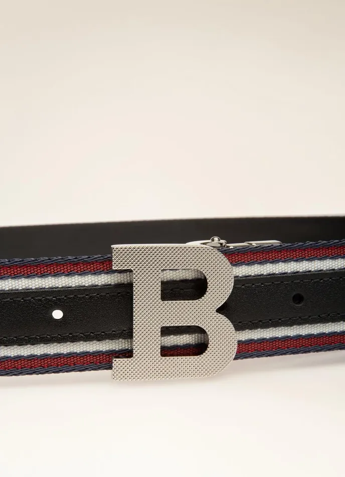 Men Bally Belts B Buckle 8211 Fabric 35mm Belt In Navy