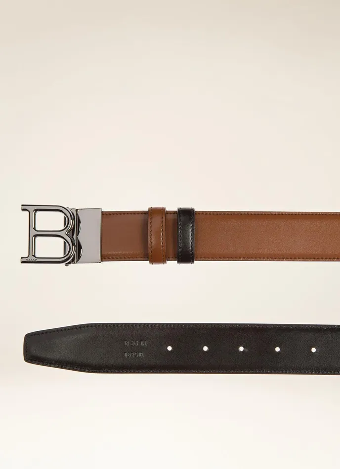 Men Bally Belts B Buckle 8211 Leather 35mm Belt In Brown and Black