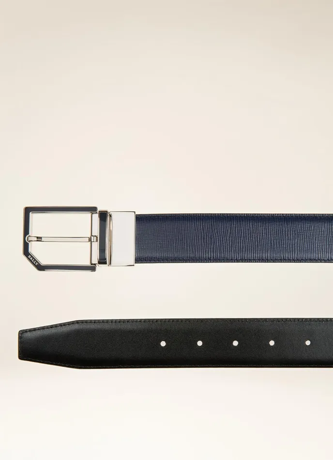 Men Bally Belts Charlton 8211 Leather 35mm Belt In Navy and Black
