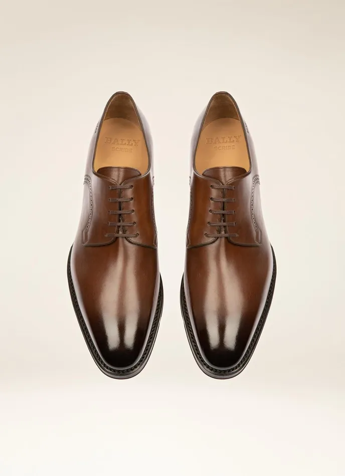Men Bally LaceUps And Monks Scamardo 8211 Leather Derby Laceup Shoe In Mid Brown