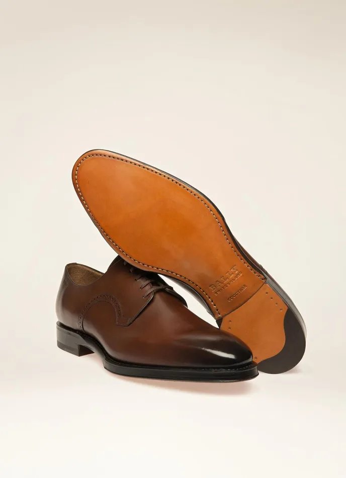 Men Bally LaceUps And Monks Scamardo 8211 Leather Derby Laceup Shoe In Mid Brown