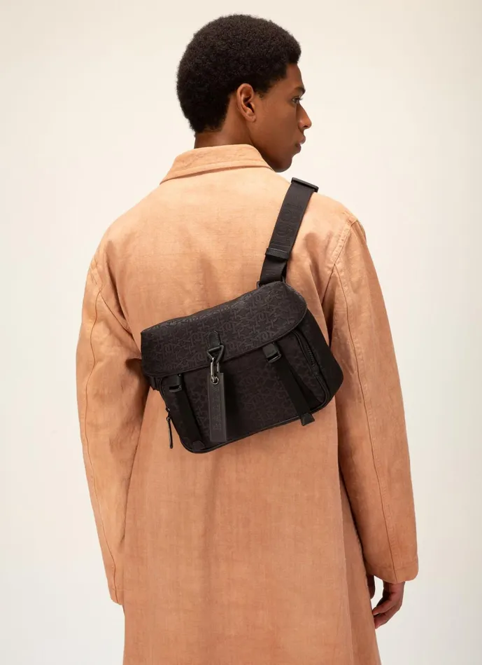 Men Bally Messenger Bags Catch Small 8211 Nylon Jacquard Messenger Bag In Black