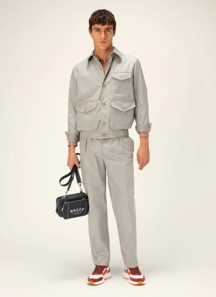 Men Bally Pants Tailored Pants 8211 Cotton and Silk Mix Trousers In Grey