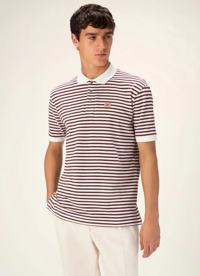Men Bally Shirts And TShirts Striped Polo Shirt 8211 Cotton Polo Shirt In Ink