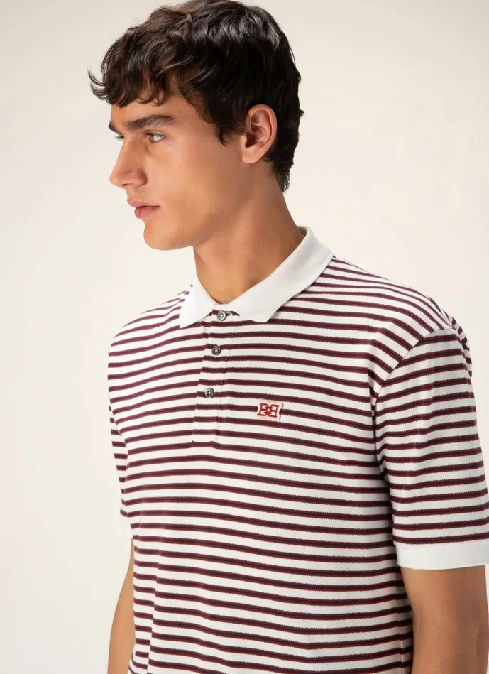 Men Bally Shirts And TShirts Striped Polo Shirt 8211 Cotton Polo Shirt In Ink