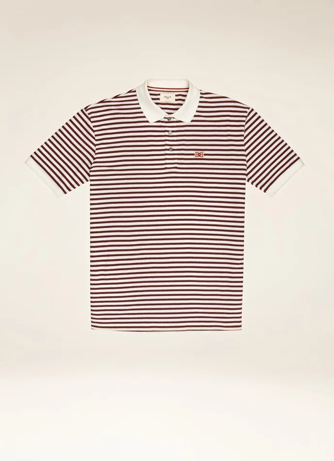Men Bally Shirts And TShirts Striped Polo Shirt 8211 Cotton Polo Shirt In Ink