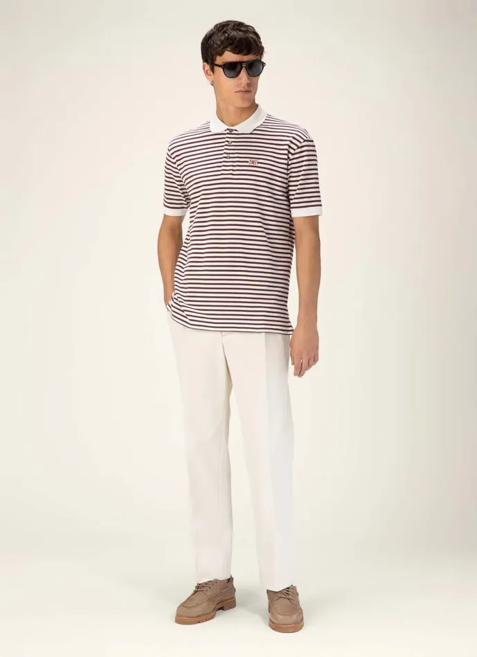 Men Bally Shirts And TShirts Striped Polo Shirt 8211 Cotton Polo Shirt In Ink