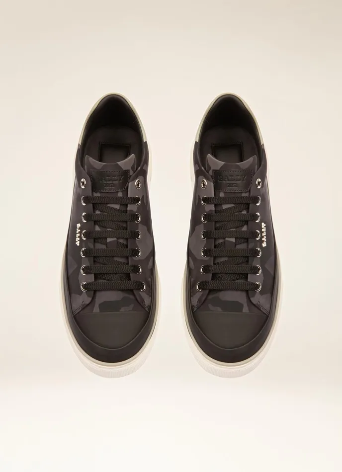 Men Bally Sneakers Maily 8211 Fabric and Leather Sneakers In Black and Grey