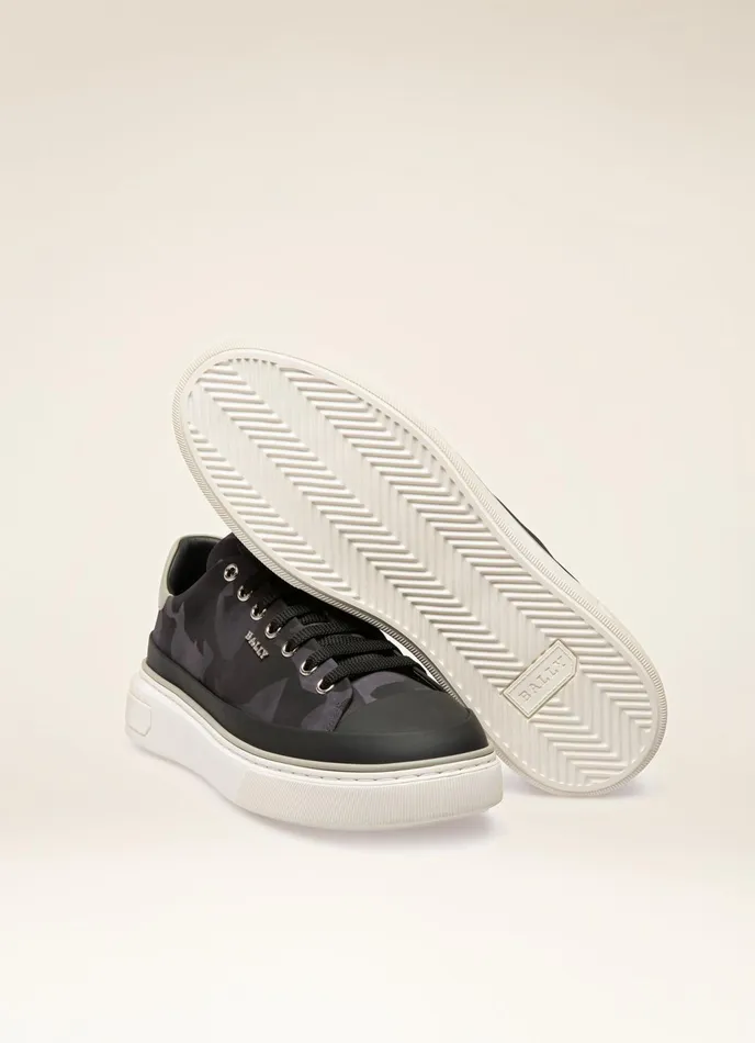 Men Bally Sneakers Maily 8211 Fabric and Leather Sneakers In Black and Grey