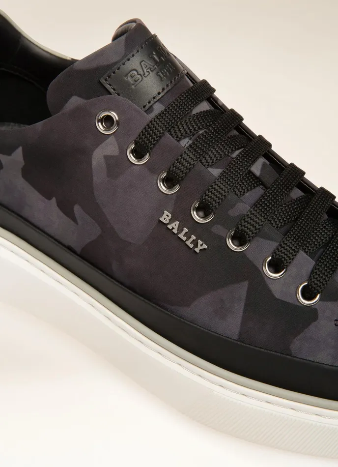 Men Bally Sneakers Maily 8211 Fabric and Leather Sneakers In Black and Grey