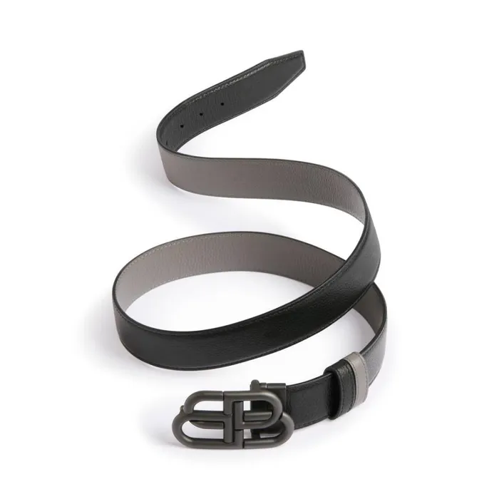 Men Belts Balenciaga Bb Reversible Belt In Blackdark Grey