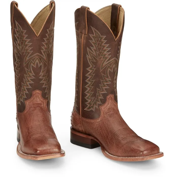 MEN Breck 13 Smooth Ostrich Cognac Vintage Justin Boots Western