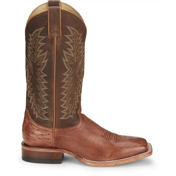 MEN Breck 13 Smooth Ostrich Cognac Vintage Justin Boots Western