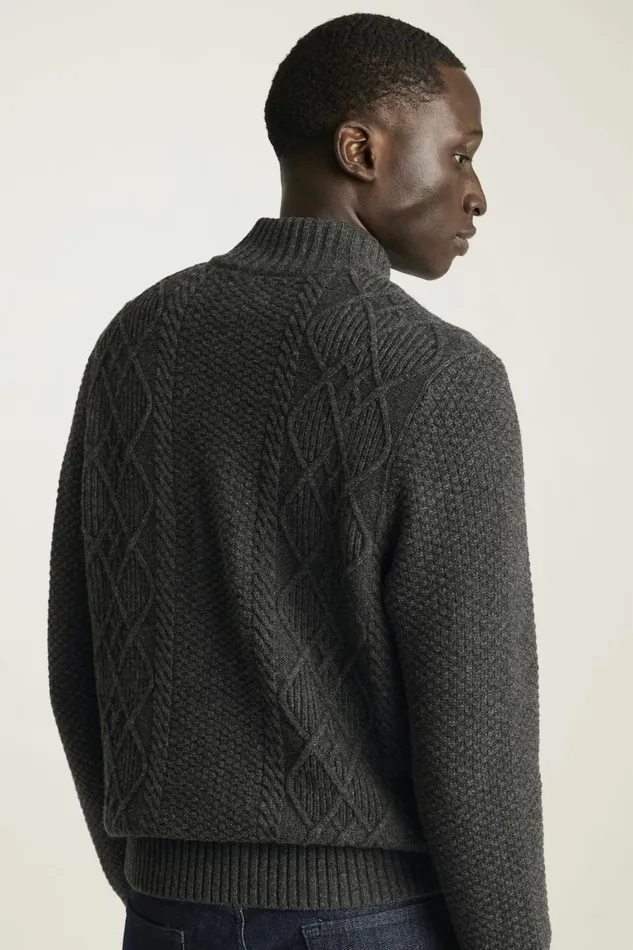 Men Cable Full Zip Sweater Grey Bonobos Half and FullZips