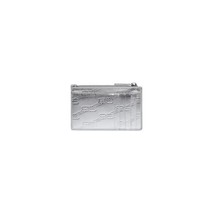 Men Card Holders Balenciaga Embossed Monogram Long Coin And Card Holder Box In Silver