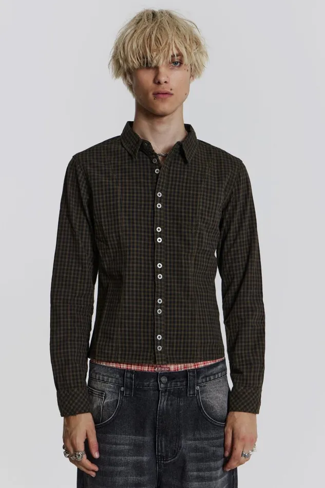Men Check Fitted Shirt With Back Print Jaded London Shirts